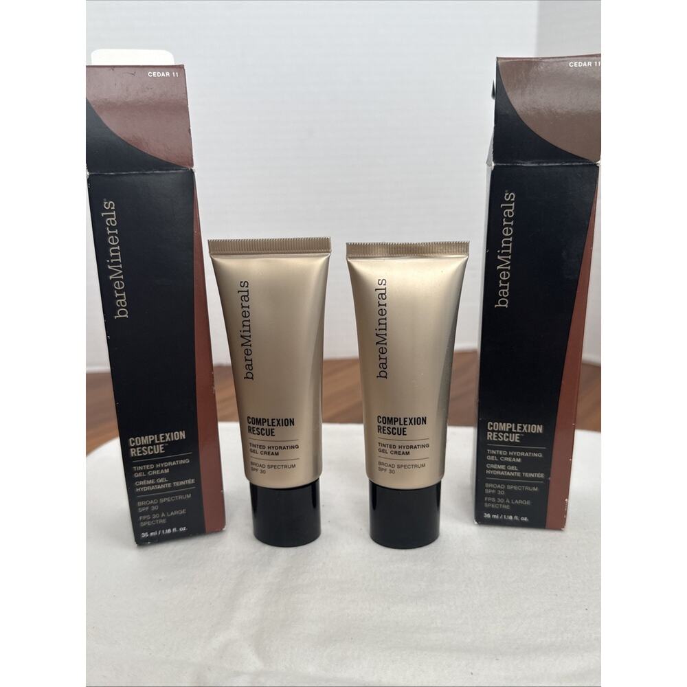 2 New BareMinerals Complexion Rescue Tinted Hydrating Gel Cream Cedar 1.18 Oz